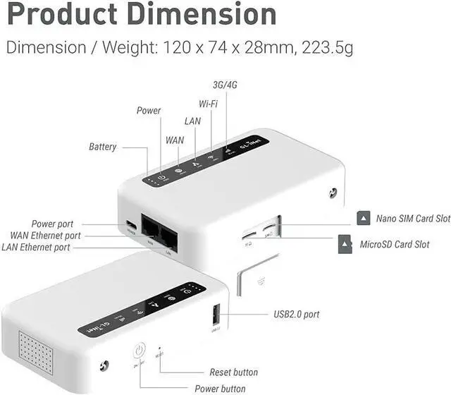 Alt view image 5 of 7 - GL-XE300 (Puli) 4G LTE Industrial IoT Gateway, T-Mobile Only, Router/Access Point/Extender/WDS Mode, OpenWrt, 5000mAh Battery, OpenVPN Client, Remote SSH, WPA3, IPv6 (EP06A), North America only