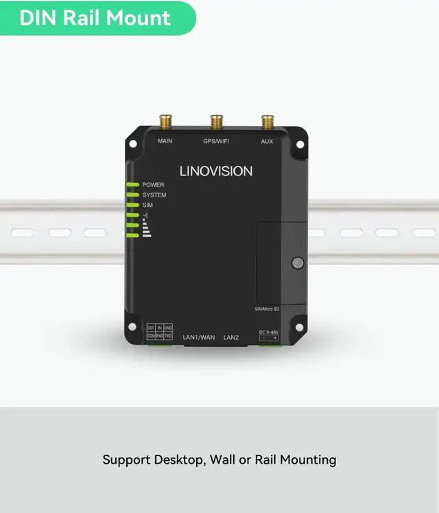 Alt view image 5 of 7 - LINOVISION Industrial Unlocked 4G LTE Router for AT&T and T-Mobile, Support WiFi, Dual SIM Cards, RS485 and DI/DO, Secure VPN Access, Cloud Management, Cellular Router for M2M/IOT Application
