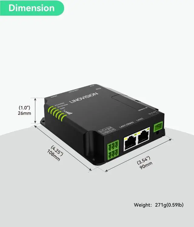 Alt view image 6 of 7 - LINOVISION Industrial Unlocked 4G LTE Router for AT&T and T-Mobile, Support WiFi, Dual SIM Cards, RS485 and DI/DO, Secure VPN Access, Cloud Management, Cellular Router for M2M/IOT Application
