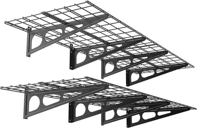 Main image of 2-Pack 2x6ft Garage Shelving 24-inch-by-72-inch Wall Shelf Garage Storage Rack Floating Shelves, Black