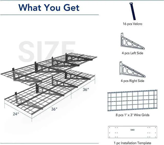 Alt view image 3 of 6 - 2-Pack 2x6ft Garage Shelving 24-inch-by-72-inch Wall Shelf Garage Storage Rack Floating Shelves, Black