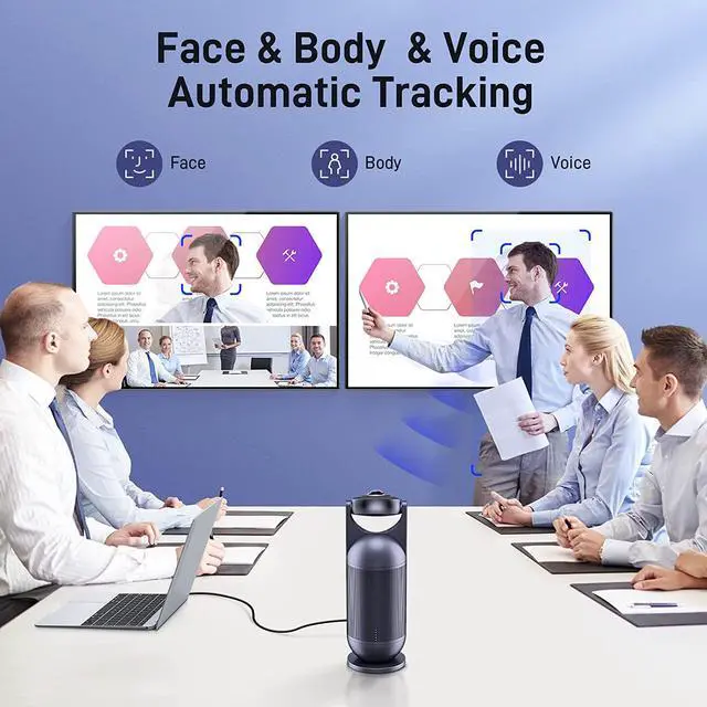 Alt view image 3 of 7 - EMEET Meeting Capsule, 4K Captured 1080P Output 360° Conference Room Webcam 8 Mics and 10W Speaker, 5 Video Modes, AI Voice/Face/Figure Tracked Conference Room Camera w/Noise Reduce, Remote Control