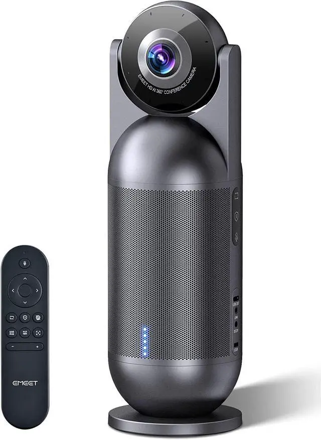 Main image of EMEET Meeting Capsule, 4K Captured 1080P Output 360° Conference Room Webcam 8 Mics and 10W Speaker, 5 Video Modes, AI Voice/Face/Figure Tracked Conference Room Camera w/Noise Reduce, Remote Control