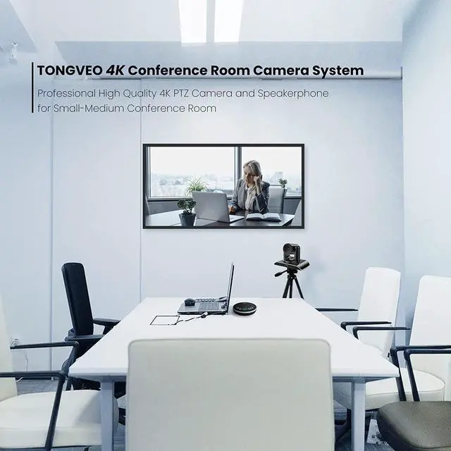 Alt view image 2 of 7 - 4K Conference Room Camera System, AI Auto-Tracking PTZ Camera 5X Digital Zoom with Wireless Bluetooth Speakerphone Set USB 124-Degree Wide-Angle for Zoom Skype Teams OBS and More