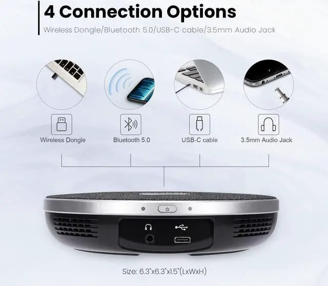 Alt view image 4 of 7 - 4K Conference Room Camera System, AI Auto-Tracking PTZ Camera 5X Digital Zoom with Wireless Bluetooth Speakerphone Set USB 124-Degree Wide-Angle for Zoom Skype Teams OBS and More