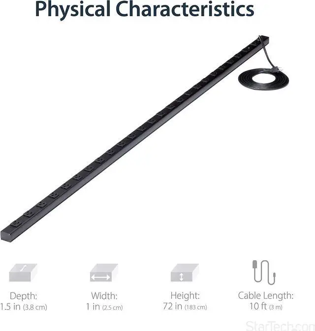 Alt view image 5 of 6 - 24 Outlet 120V 15A Rackmount Power Strip - Power distribution strip (rack-mountable) - output connectors: 24 - 10 ft - RKPW247015,Black