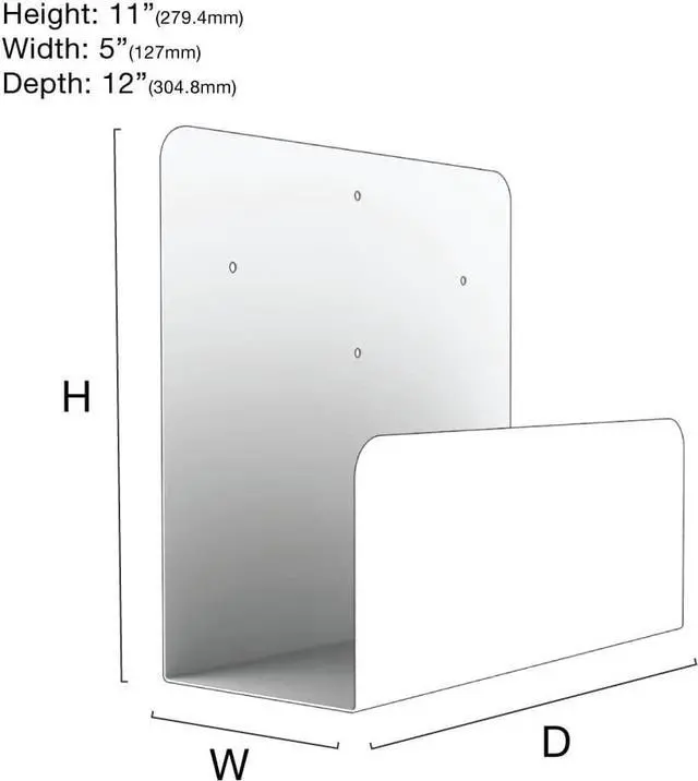 Alt view image 2 of 4 - PC Wall Mount 154 (Single) | 11H x 5W x 12D | Wall Mount for Personal Computers | USA Made