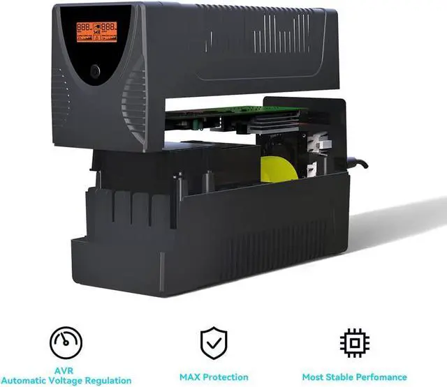 Alt view image 2 of 6 - Back UPS Battery Backup Intelligent LCD Battery Backup and Surge Protector,Uninterruptible Power Supply,Battery Backup for Computer (SK625)