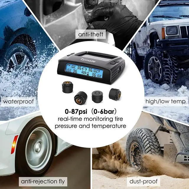 Alt view image 6 of 7 - Tire Pressure Monitoring System - M7-3 TPMS Tire Pressure Monitor System with Solar Charger, TPMS w/ 5 Alarm Modes, LCD Display, Auto Sleep Mode, 4 TPMS Sensors, Easy to Install (0-87 PSI)