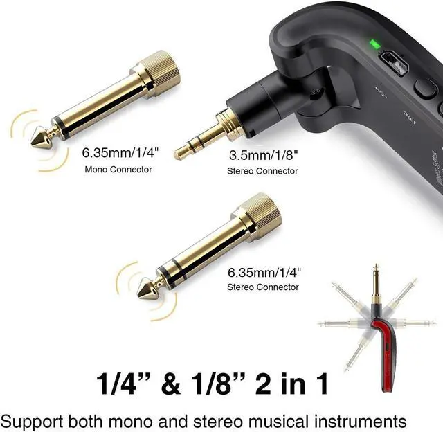 Alt view image 6 of 7 - 2.4Ghz 280° Wireless Stereo Guitar Transmitter Receiver System Dual Track