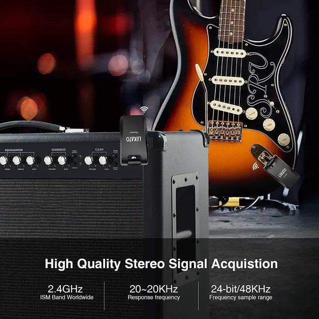 Alt view image 3 of 7 - 2.4Ghz 280° Wireless Stereo Guitar Transmitter Receiver System Dual Track