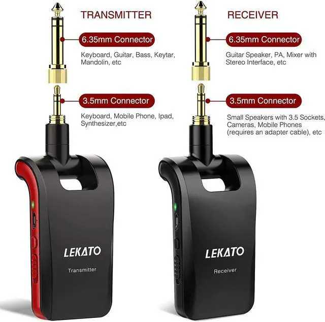 Alt view image 7 of 7 - 2.4Ghz 280° Wireless Stereo Guitar Transmitter Receiver System Dual Track