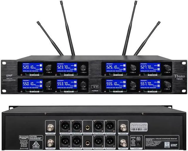 Alt view image 2 of 7 - Wireless Microphone System 8 Channel UHF Pro Audio 4 Handheld 4 Headset Lavalier