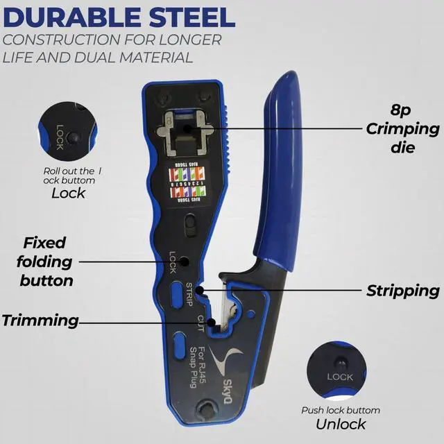 Alt view image 5 of 7 - RJ45 Pass Through Crimp Tool for Network Cat6 Cat5-All in One Ethernet Crimper