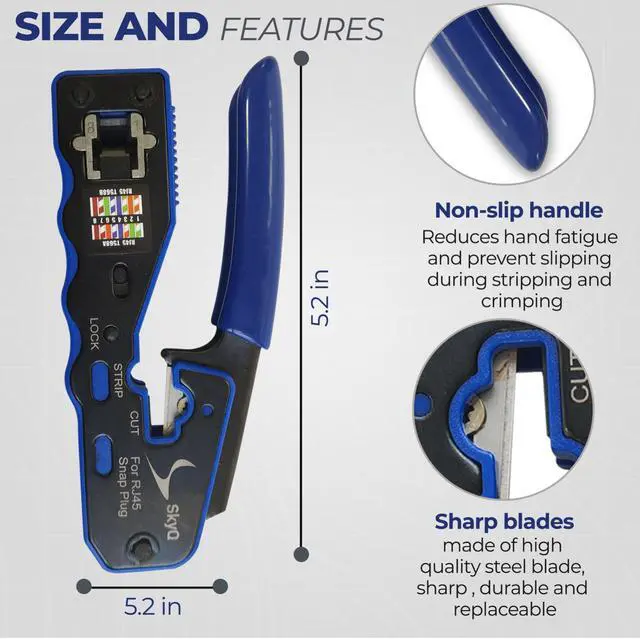 Alt view image 6 of 7 - RJ45 Pass Through Crimp Tool for Network Cat6 Cat5-All in One Ethernet Crimper
