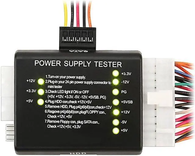 Main image of PC Computer 20/24 Pin Power Supply Tester With PSU ATX SATA HDD Connectors