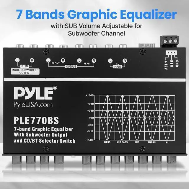 Alt view image 5 of 7 - 7 Bands Graphic Equalizer with SUB Volume Adjustable for Subwoofer Channel