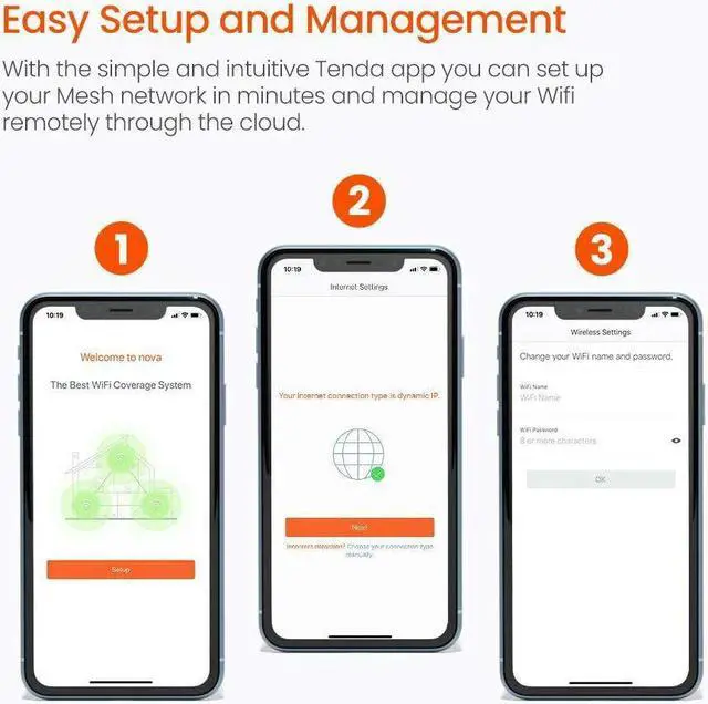 Alt view image 7 of 7 - Tenda nova MW6 AC1200 Gigabit Dual Band Whole Home Mesh WiFi System Router 3PK