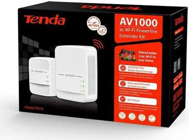 Alt view image 5 of 5 - Tenda PH10 AV1000 WiFi Powerline Extender Adapter Kit with Gigabit Ethernet Port