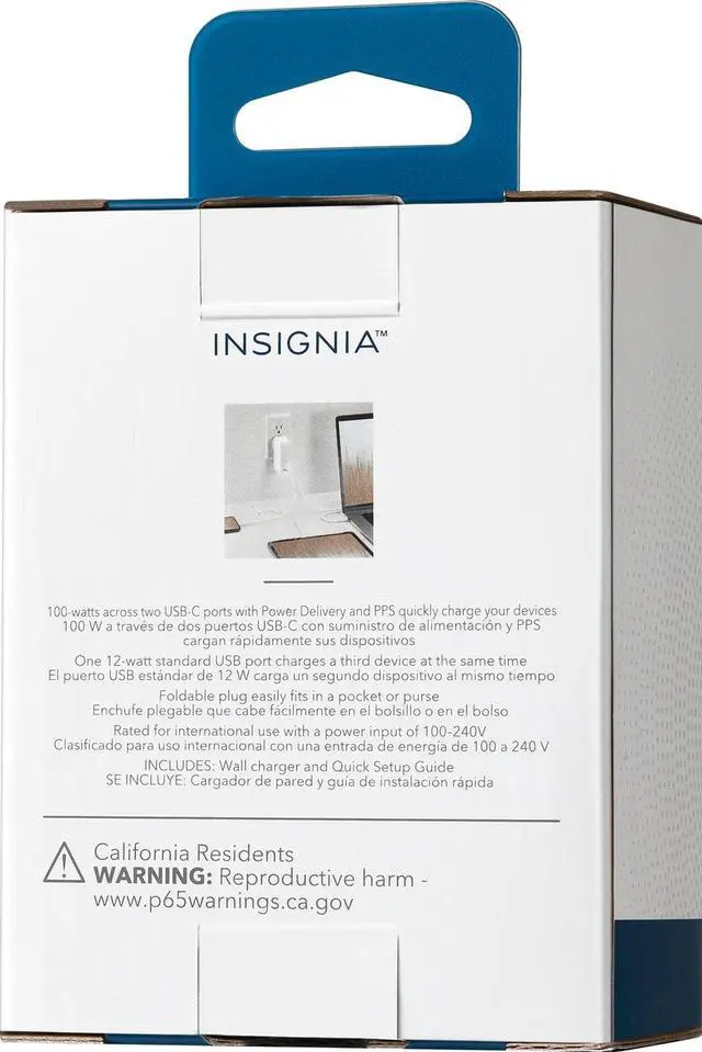 Alt view image 5 of 5 - INSIGNIA- 112W FOLDABLE WALL CHARGER WITH 2 USB-C AND 1 USB PORT FOR LAPTOPS, SMARTPHONE, TABLET, AND MORE - WHITE