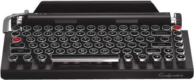 Main image of Typewriter Inspired Retro Mechanical Wired & Wireless Keyboard with Tablet Stand