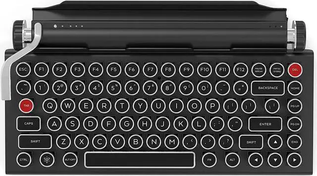 Alt view image 5 of 6 - Typewriter Inspired Retro Mechanical Wired & Wireless Keyboard with Tablet Stand