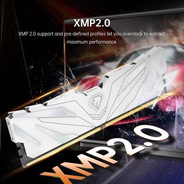 Alt view image 3 of 7 - Netac DDR4 16GB 2x8GB DDR4 3200MHz CL16 UDIMM 2PK DRAM PC4-25600 White