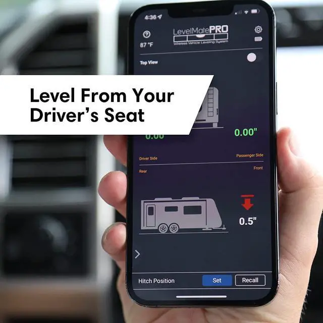 Alt view image 3 of 7 - LogicBlue Technology LevelMatePRO Wireless Vehicle RV Leveling System - Patented Quick and Easy Smartphone Leveling Tool  Travel Trailer Accessories for RV Camping