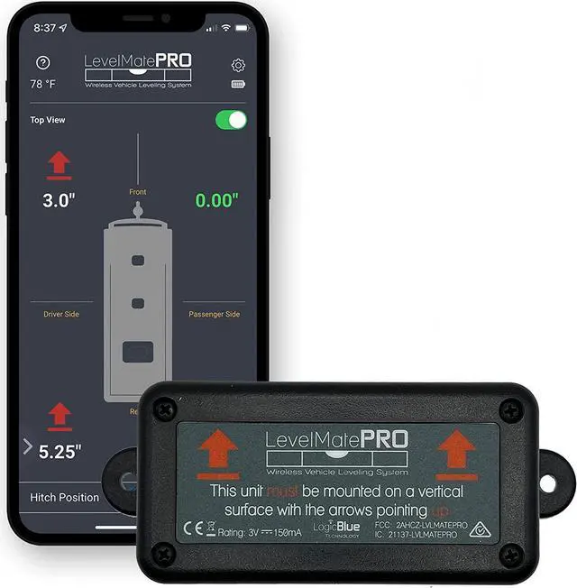 Main image of LogicBlue Technology LevelMatePRO Wireless Vehicle RV Leveling System - Patented Quick and Easy Smartphone Leveling Tool  Travel Trailer Accessories for RV Camping