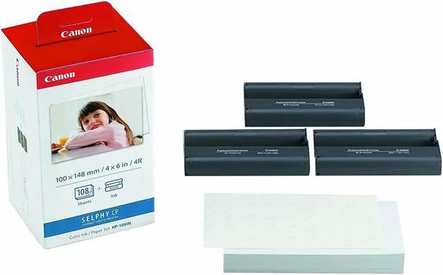 Main image of Canon Selphy KP-108IN Color Ink Paper Set 108 4x6 Sheets with 3 Toners 3115B001
