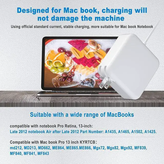 Alt view image 3 of 6 - 60W MagSafe 2 T-Tip Power Charger For MacBook Pro Retina (MD565LL/A) AC Adapter