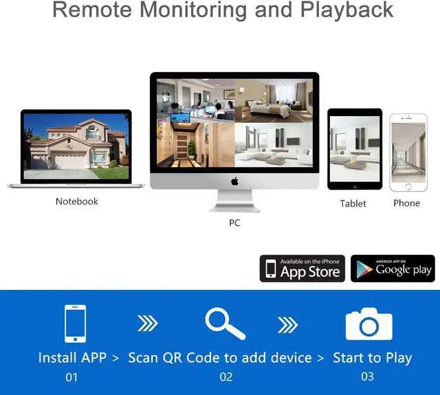 Alt view image 2 of 7 - Wireless Security Camera System, Firstrend 8CH NVR System with 8pcs 1080P HD Security Camera and 3TB Hard Drive Pre-Installed,P2P Wireless Security System for Indoor and Outdoor Use
