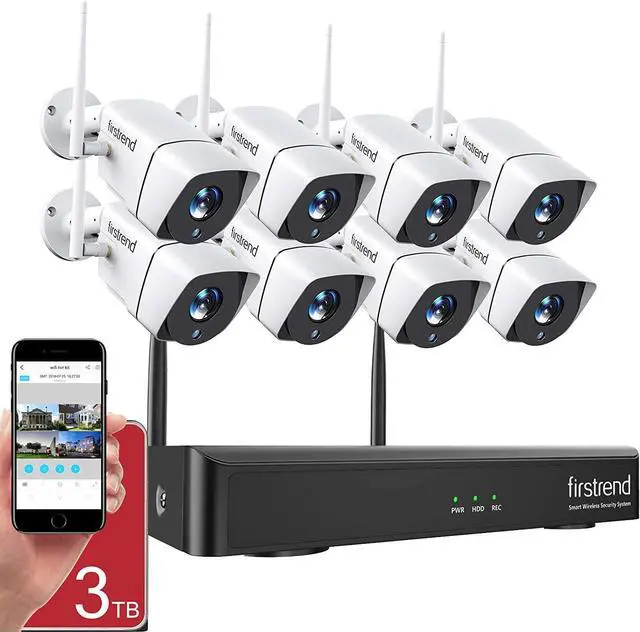 Main image of Wireless Security Camera System, Firstrend 8CH NVR System with 8pcs 1080P HD Security Camera and 3TB Hard Drive Pre-Installed,P2P Wireless Security System for Indoor and Outdoor Use