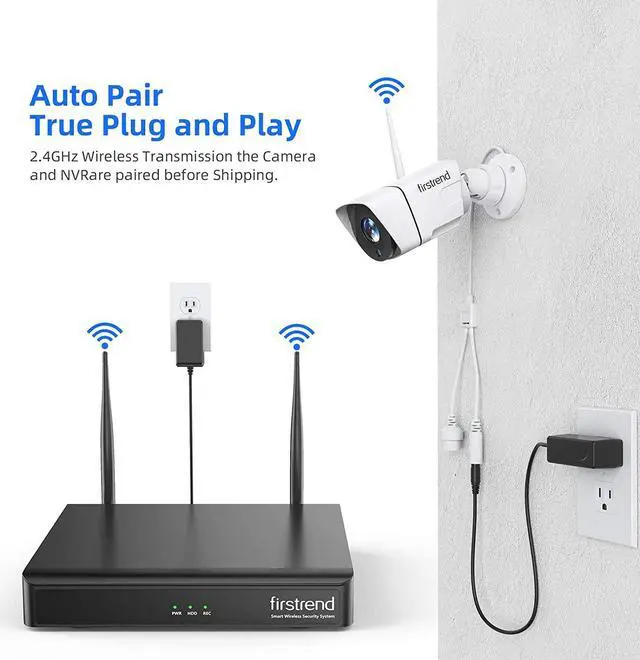 Alt view image 4 of 7 - Wireless Security Camera System, Firstrend 8CH NVR System with 8pcs 1080P HD Security Camera and 3TB Hard Drive Pre-Installed,P2P Wireless Security System for Indoor and Outdoor Use