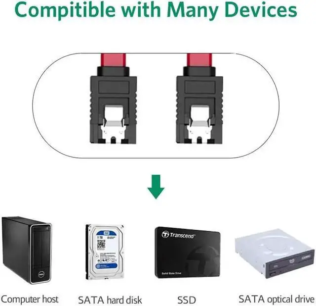 Alt view image 5 of 6 - 6x SATA Cable III 6Gbps Straight HDD SDD Data Cable with Locking Latch 15 in Red