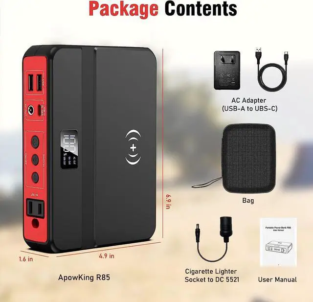 Alt view image 6 of 7 - Portable Power Bank with AC Outlet, 83Wh/22500mAh 110V/85W Portable Laptop Charger Battery Bank, External Battery Pack Power Supply for Home Emergency Outage, Outdoor Camping RV Trip Adventure