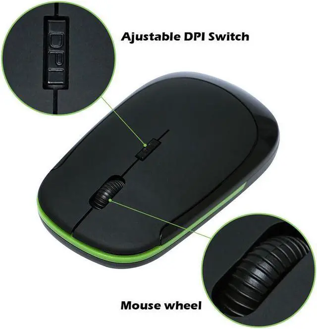 Alt view image 4 of 7 - 2.4GHz Wireless Cordless Optical Mouse Mice DPI + USB Receiver for PC Laptop MAC
