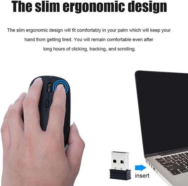 Alt view image 6 of 7 - 2.4GHz Wireless Cordless Optical Mouse Mice DPI + USB Receiver for PC Laptop MAC