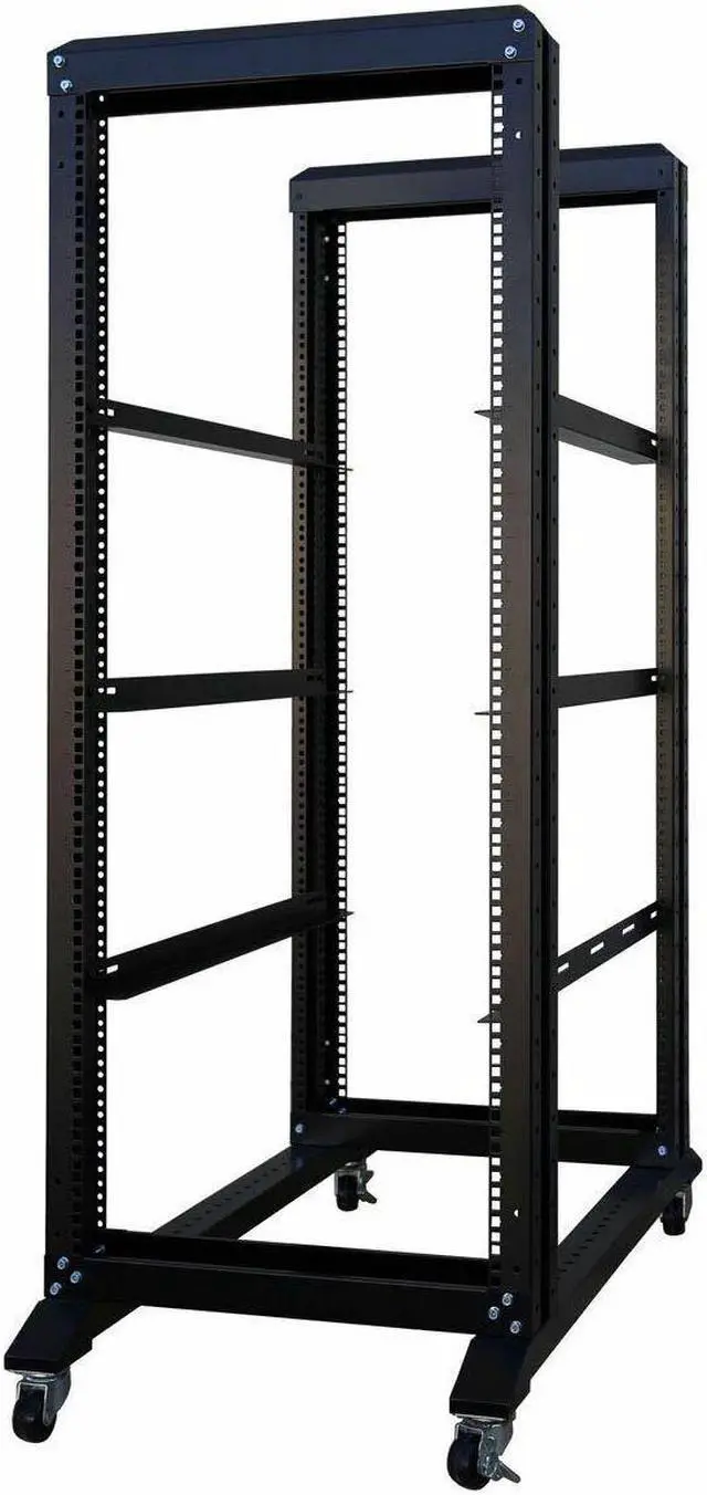 Alt view image 2 of 5 - 27U 4 Post 19"Open Frame Network Data Server Rack 32"Deep W/ L Rails