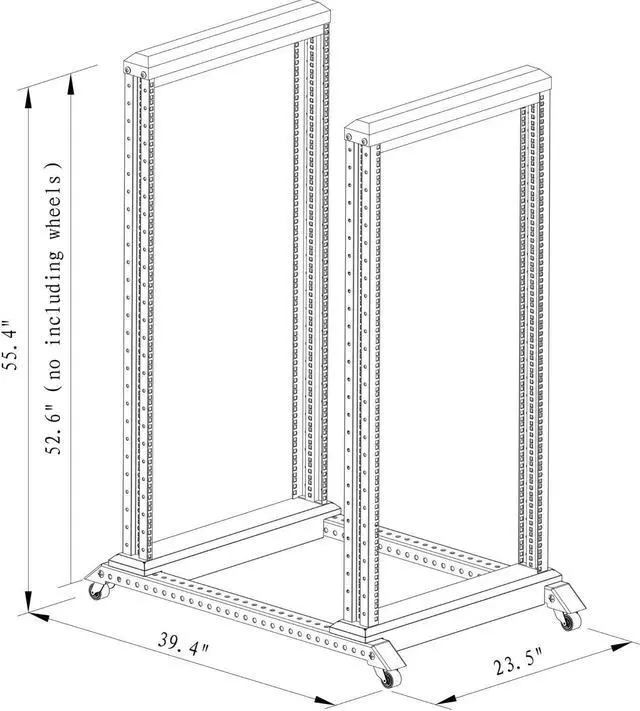 Alt view image 3 of 5 - 27U 4 Post 19"Open Frame Network Data Server Rack 32"Deep W/ L Rails