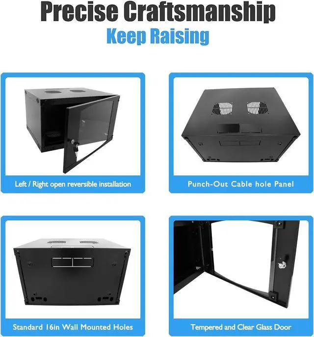 Alt view image 5 of 6 - 12U Wall Mount Network Server Cabinet Glass Door 600MM Deep