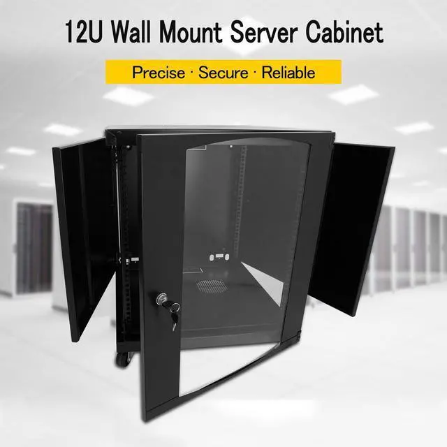 Alt view image 3 of 6 - 12U Wall Mount Network Server Cabinet Glass Door 600MM Deep