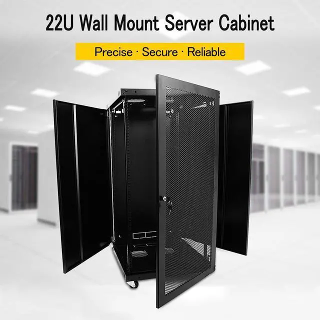 Alt view image 2 of 5 - 22U Wall Mount Network Server Cabinet Enclosure Door Lock 600MM Deep