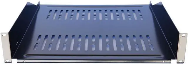 Main image of 2 Pack 19" Vented Steel 2 Space 2U Rack Mount Cantilever Network Shelf 16" Deep