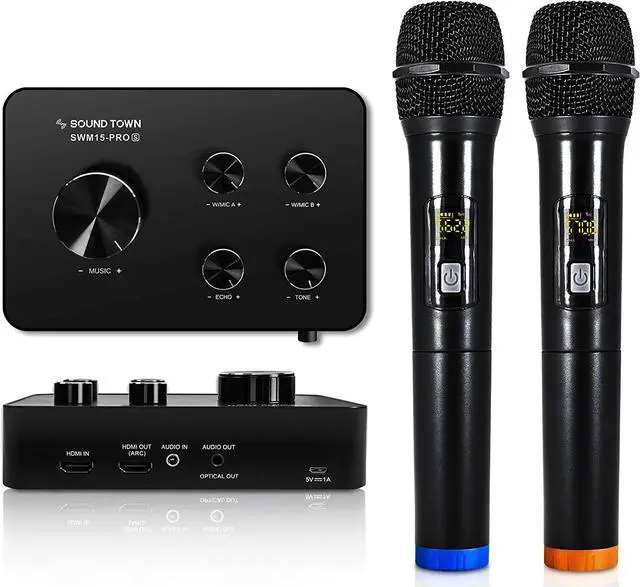 Alt view image 4 of 6 - Wireless Microphone Karaoke Mixer System with HDMI ARC Optical AUX Bluetooth Supports Smart TV Media Box Bar SWM15PRO