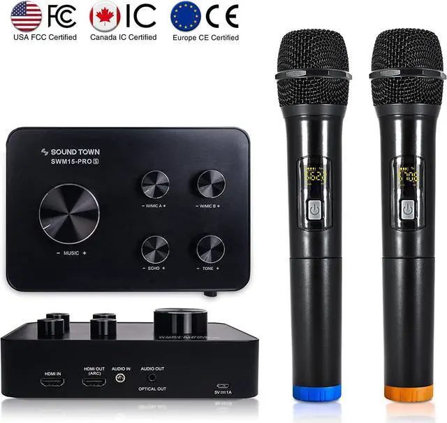 Main image of Wireless Microphone Karaoke Mixer System with HDMI ARC Optical AUX Bluetooth Supports Smart TV Media Box Bar SWM15PRO