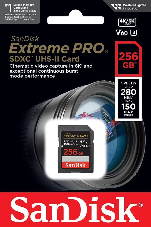 Alt view image 2 of 3 - SanDisk Extreme Pro 256GB SDXC UHS-II V60 Memory Card