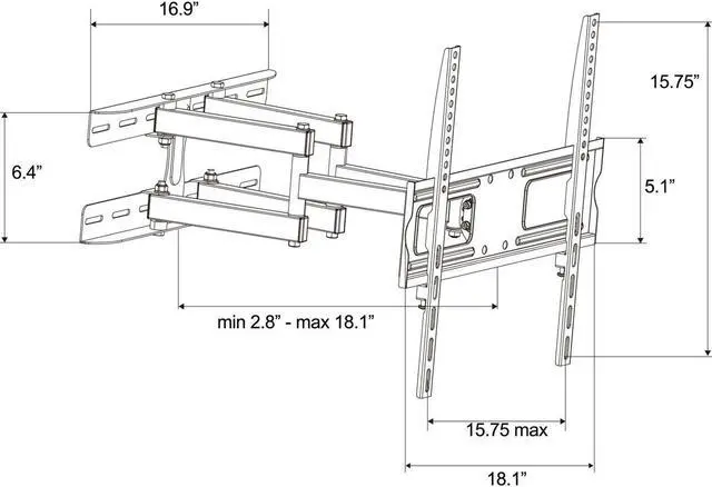 Alt view image 3 of 4 - FULL MOTION TILT DUAL ARM LCD LED TV WALL MOUNT BRACKET 32 40 42 43 47 50 55 60