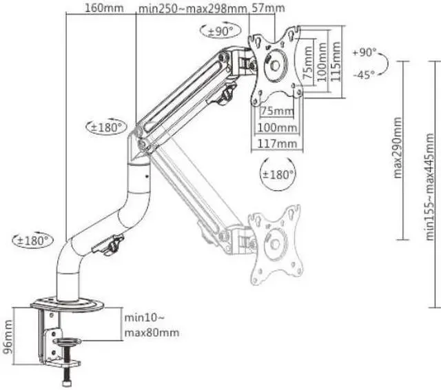 Alt view image 2 of 4 - SINGLE LCD MONITOR DESK STAND MOUNT BRACKET SPRING ASSISTED 17-32"