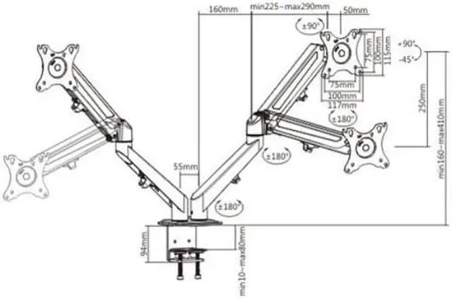 Alt view image 2 of 5 - DUAL ARM TV LCD MONITOR DESK MOUNT BRACKET ARTICULATING SWIVEL GAS SPRING